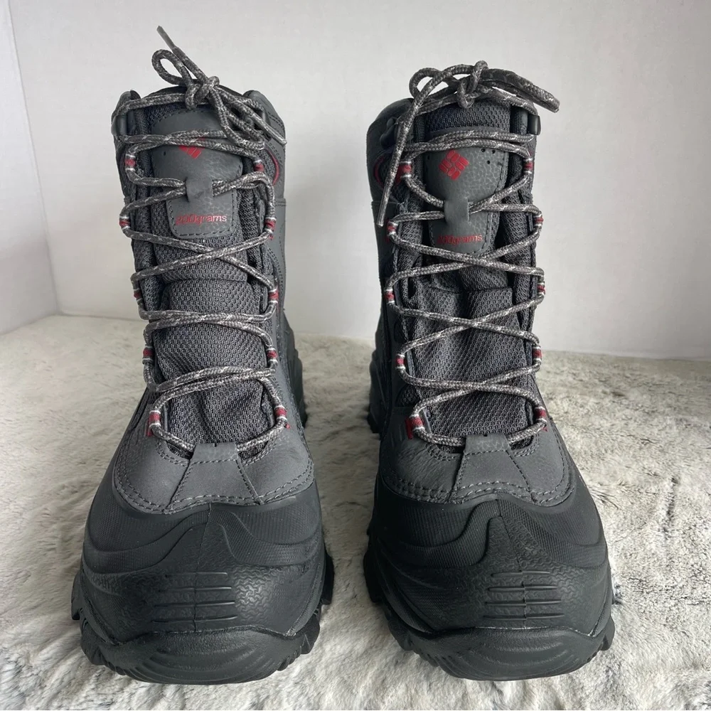 Columbia Men's Waterproof Hiking Boots - Gray and Red Size 10